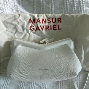 Mansur Gavriel White Leather Women's Bag- Mini M Frame